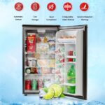 roomwell E-Star 3.3 Cu Ft Mini Fridge without Freezer - AUTO DEFROST, Reversible Single Door, Glass Shelf Refrigerator - A Space-Saving Marvel for Your Bedroom, Dorm, and Office - Image 4