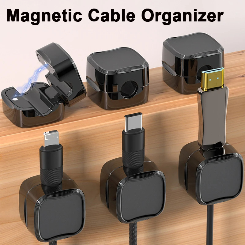 7ff788b5-f1d2-44c5-8a1e-fa8fff446737.jpg Magnetic Cable Clip Under Desk Cable Management Adjustable Cord Holder Wire Organizer And Cable Management Wire Keeper - Image 1