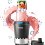 TOPZEE Personal Smoothie Blender, 1000W Single-Serve Blender with 24oz To-Go Cup, Twist-On Start/Stop, for Protein Shakes & Smoothies, Compact Countertop Blender, Black