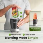 TOPZEE Personal Smoothie Blender, 1000W Single-Serve Blender with 24oz To-Go Cup, Twist-On Start/Stop, for Protein Shakes & Smoothies, Compact Countertop Blender, Black - Image 5