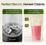 TOPZEE Personal Smoothie Blender, 1000W Single-Serve Blender with 24oz To-Go Cup, Twist-On Start/Stop, for Protein Shakes & Smoothies, Compact Countertop Blender, Black - Image 3