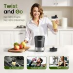 TOPZEE Personal Smoothie Blender, 1000W Single-Serve Blender with 24oz To-Go Cup, Twist-On Start/Stop, for Protein Shakes & Smoothies, Compact Countertop Blender, Black - Image 6