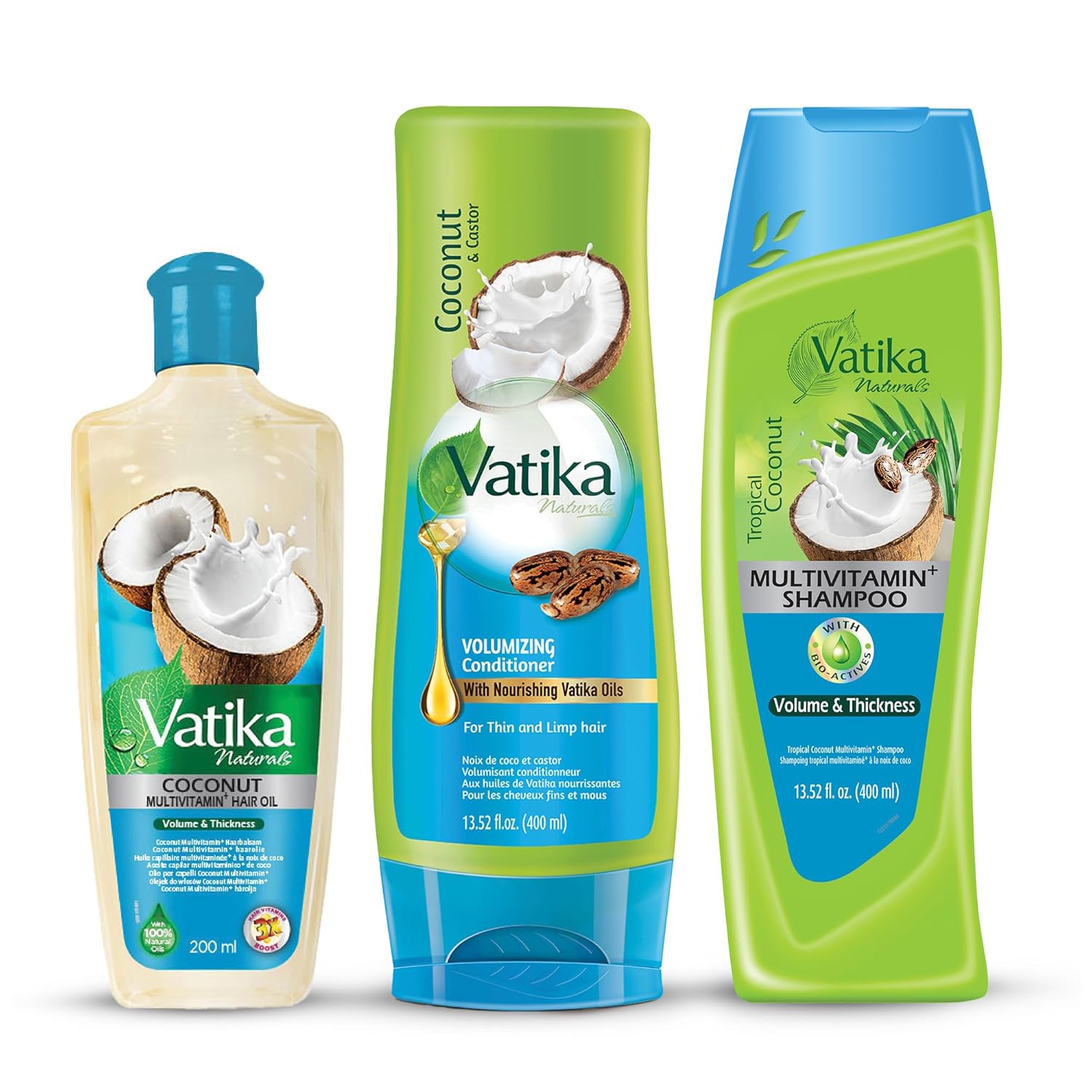 814fm4mOF+L._SL1500_ Vatika Naturals Coconut Shampoo, Oil & Conditioner Combo | Deeply Nourishing Trio with Coconut, Henna & Castor Oil | Repairs Damage, Hydrates & Restores Shine for Smooth, Frizz-Free Hair - Image 1